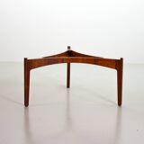 Table basse ronde en palissandre avec plateau en verre, modèle n° 104, design Sven Ellekaer