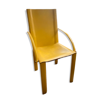 Fauteuil Coral en cuir jaune Matteo Grassi année 70