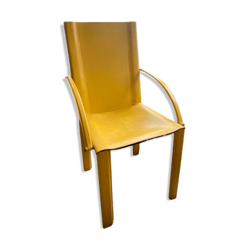 Fauteuil Coral en cuir jaune Matteo Grassi année 70