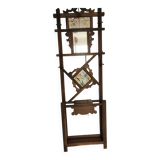 Old wooden locker room with beveled mirror