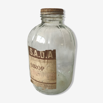 Ancien bocal en verre de sirop