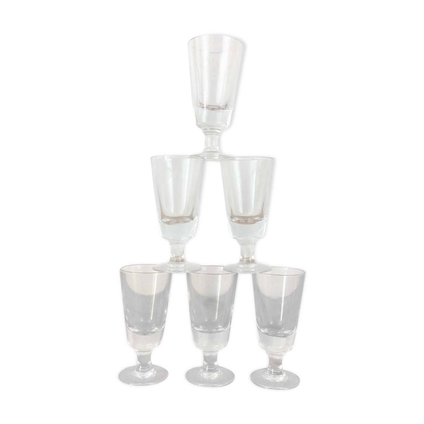 Set of 6 thick old glasses