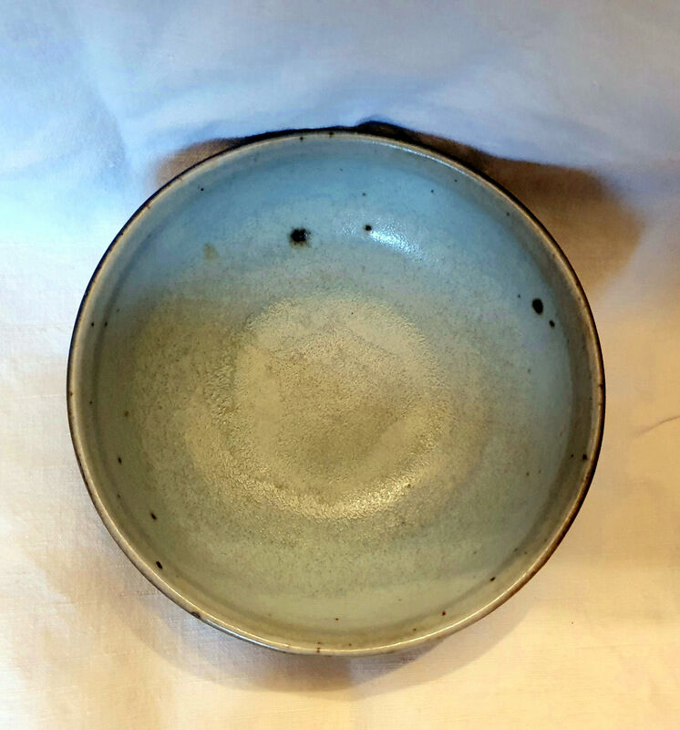 Blue glazed terracotta bowl