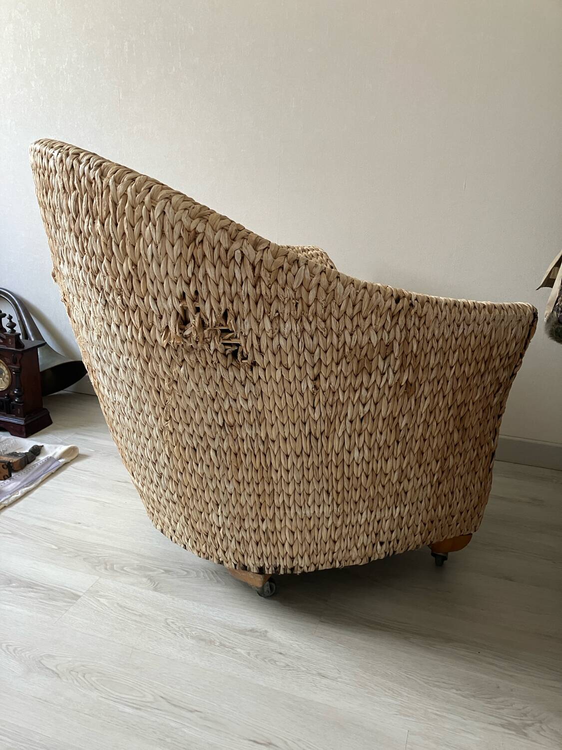 Chair made of woven banana leaves