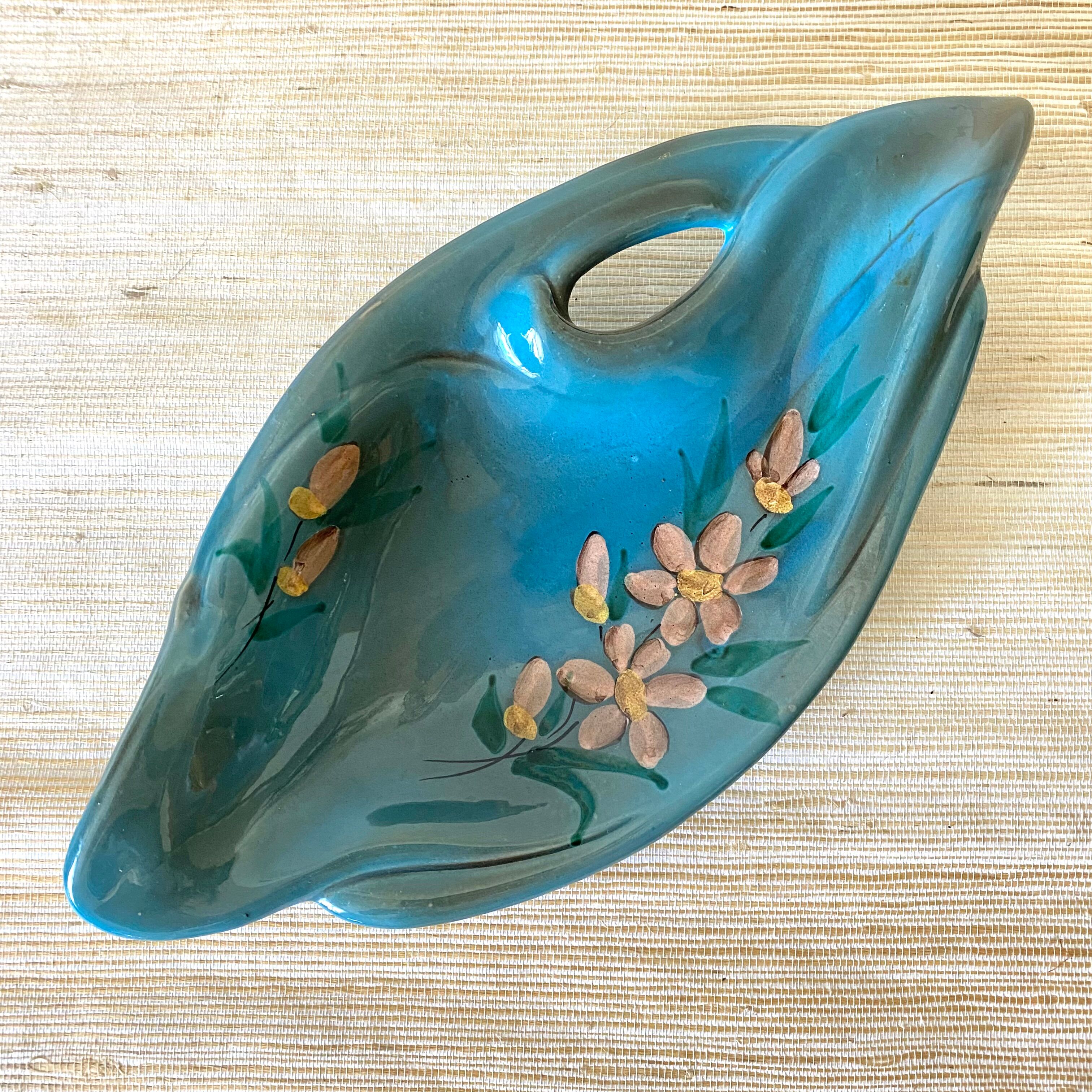Flowery Vallauris dish, 1960s-70s