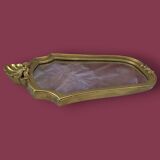 Antique wall mirror in gilded resin – back in red velvet