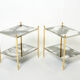 Pair of tables ends sofa brass chrome mirror