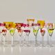 Ensemble de 6 verres à vin en cristal antique multicolore bohémien