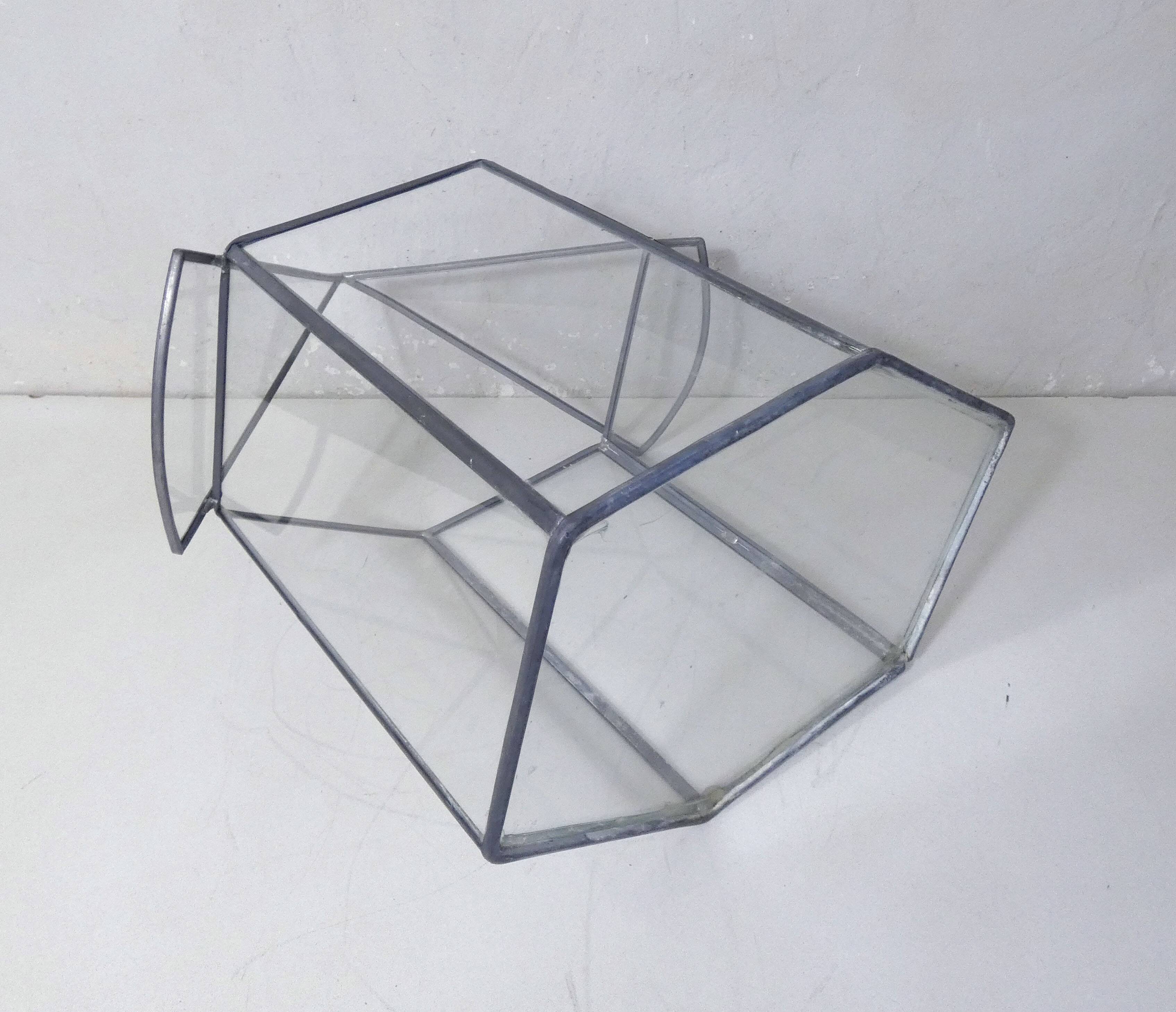 Glass terrarium mini cactus greenhouse in glass and metal