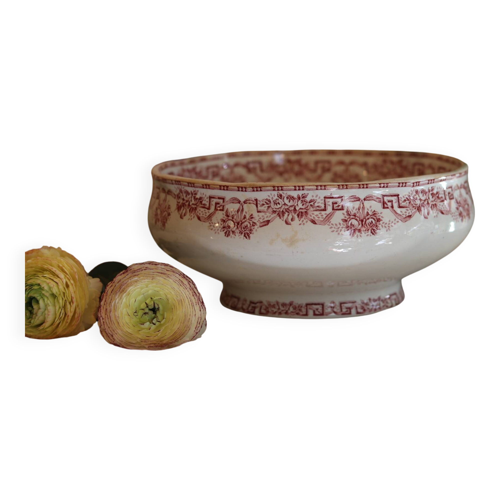 Ironstone salad bowl Moulin des loups, Athens model, red