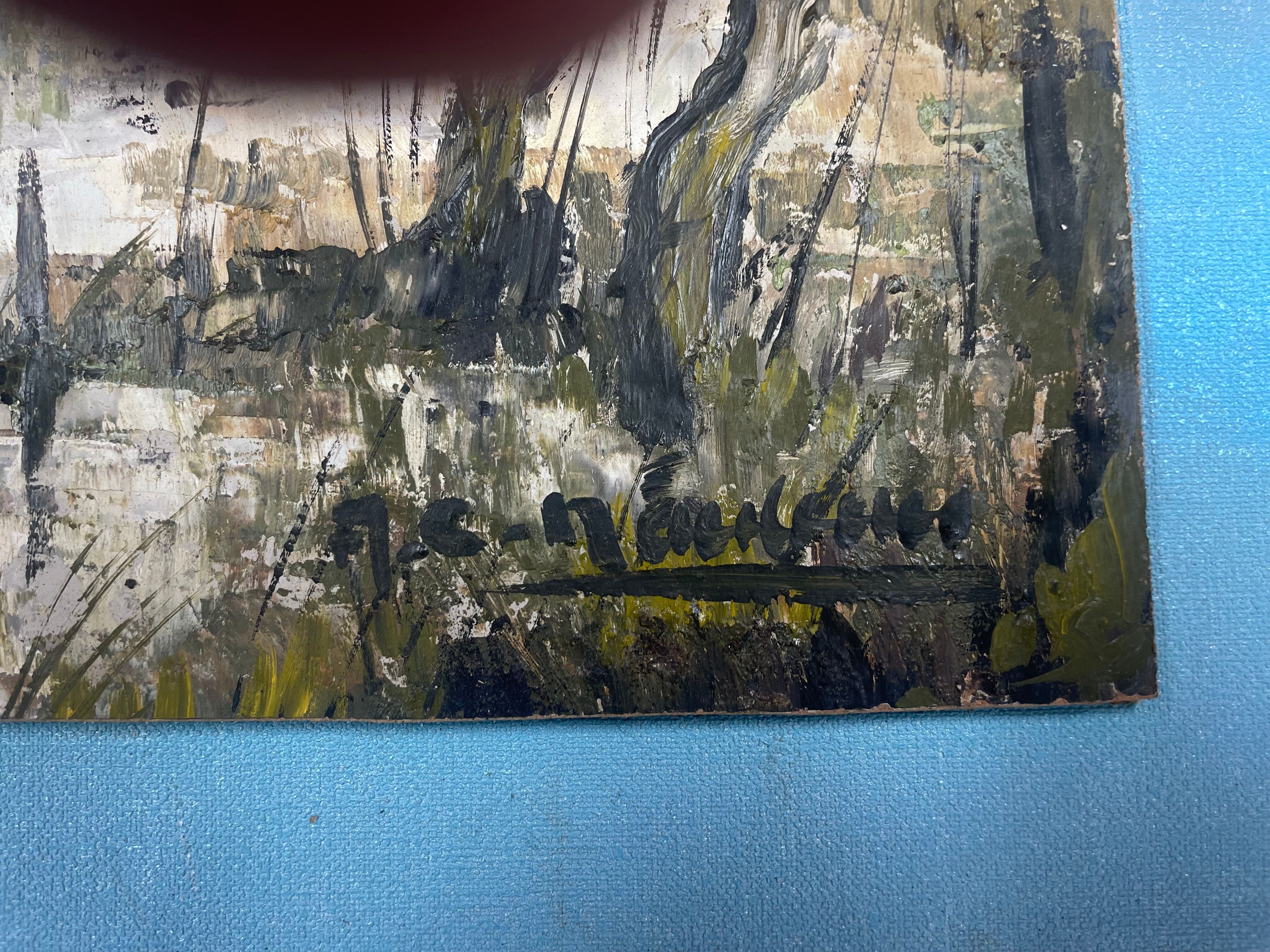 Oil painting on sorel by André Charles Naulau