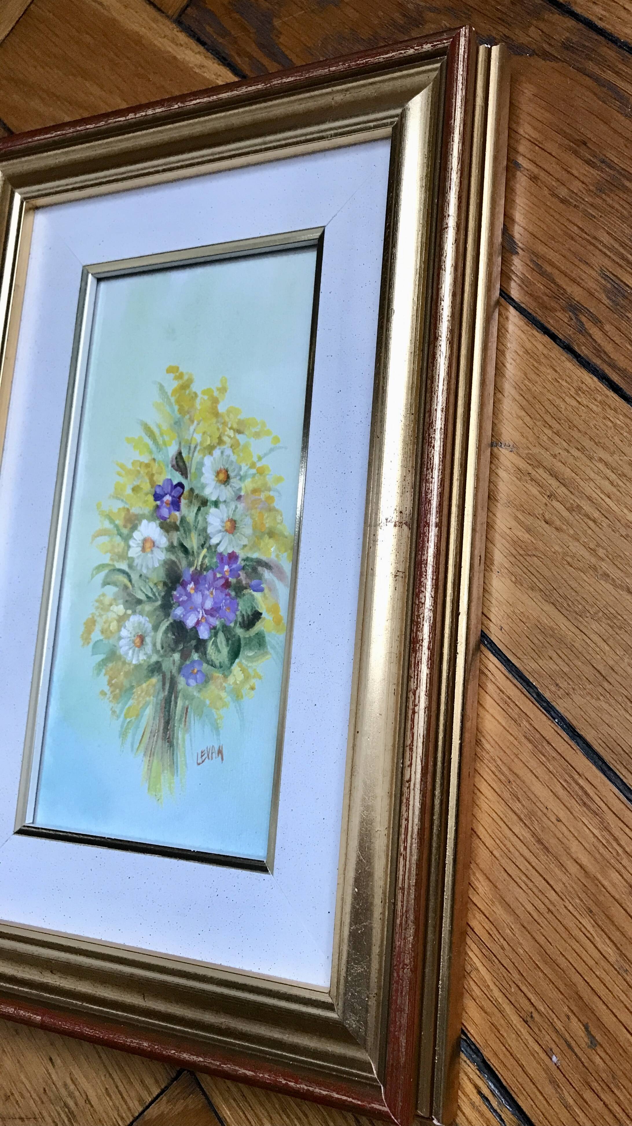 Watercolor under glass "Bouquet of Flowers", Italy