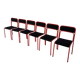 Set of 6 red & black metal chair: space age stackable dining chair baša