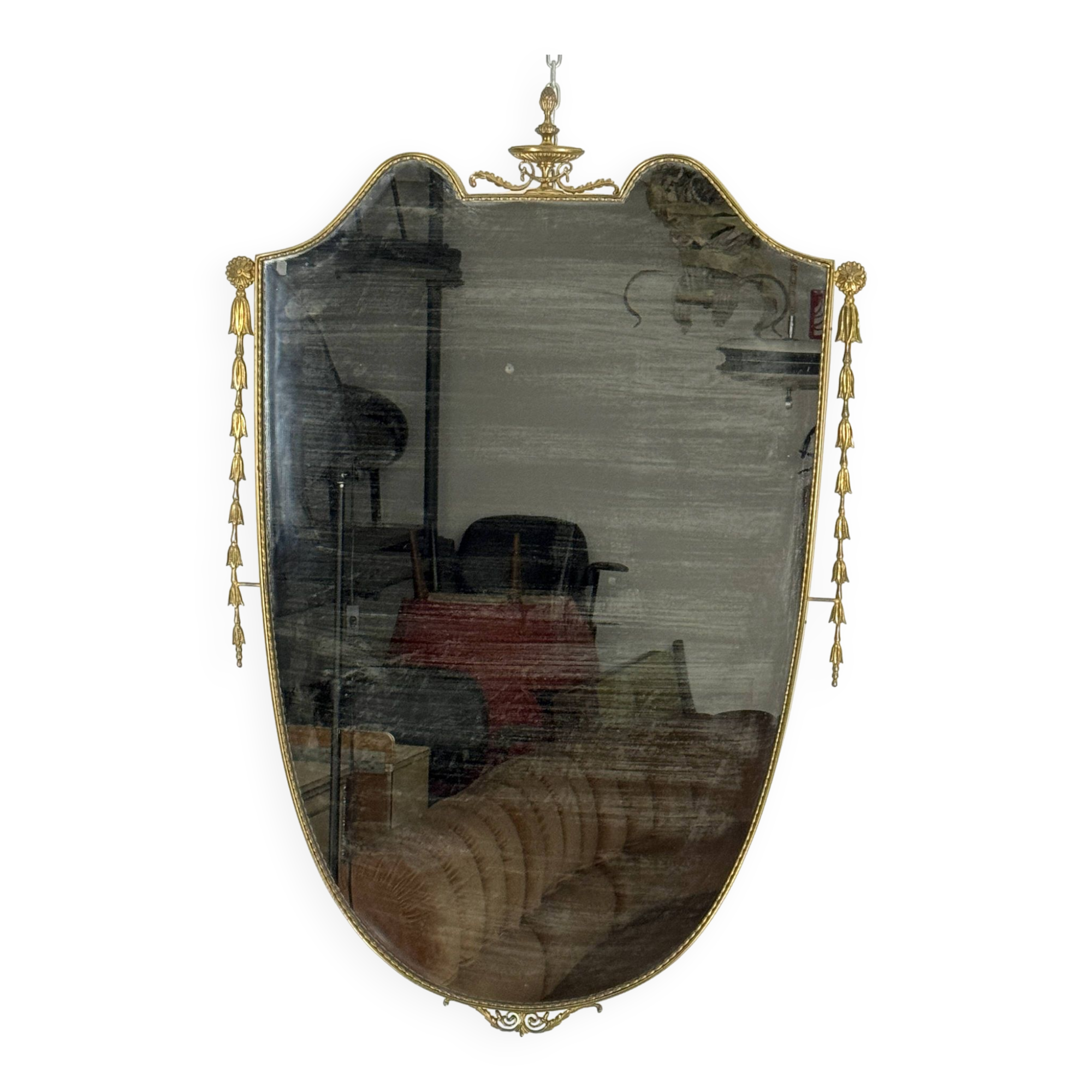 Mid-century Italian mirror in brass. Italy 1950s