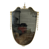 Mid-century Italian mirror in brass. Italy 1950s