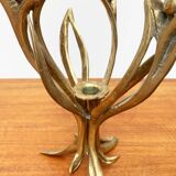 Vintage brutalist floral metal candlestick