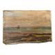 Oil on canvas seaside marine boat early 20th century