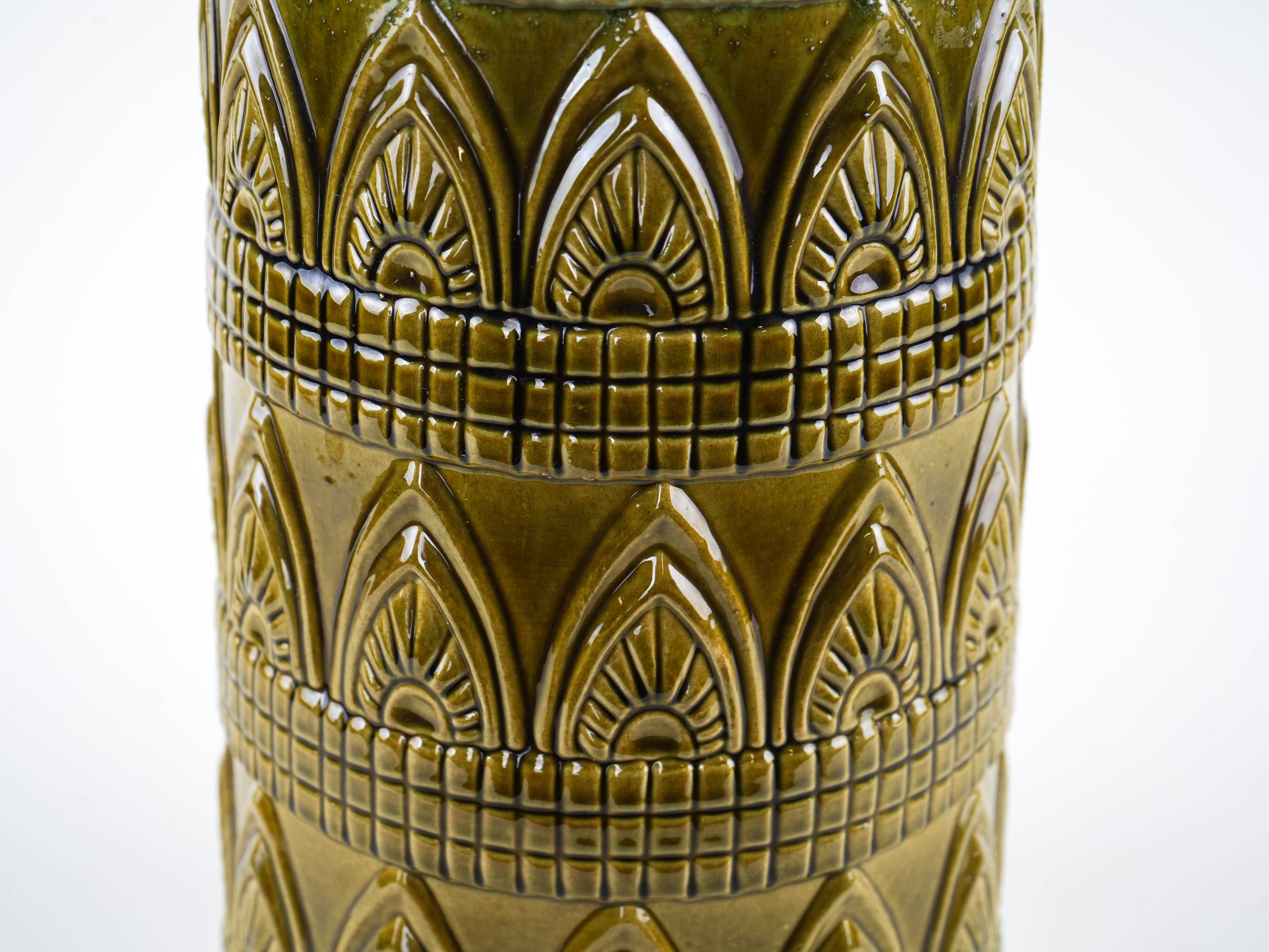 Ceramic floor vase with relief pattern, West Germany, 1970s