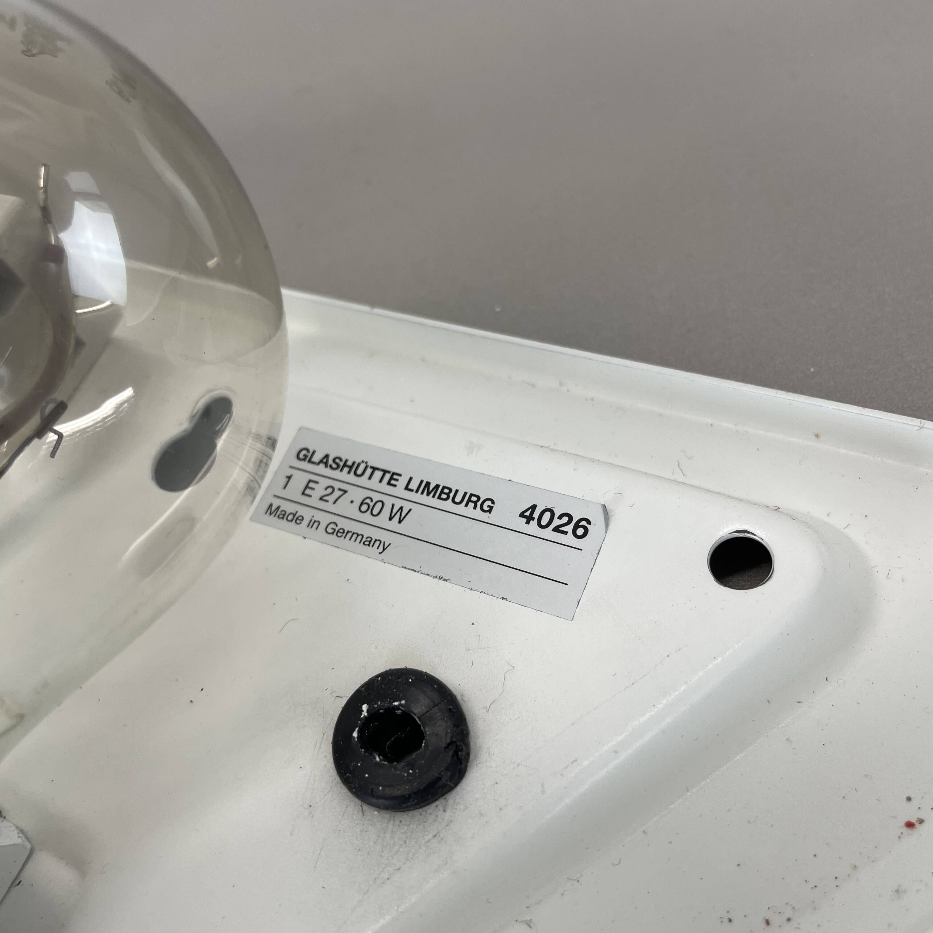 Original cubic satin white glass wall light by glashütte limburg, germany 1980s