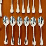 Christofle crossed ribbons, cutlery set for 6 people in new condition, 24 pieces.