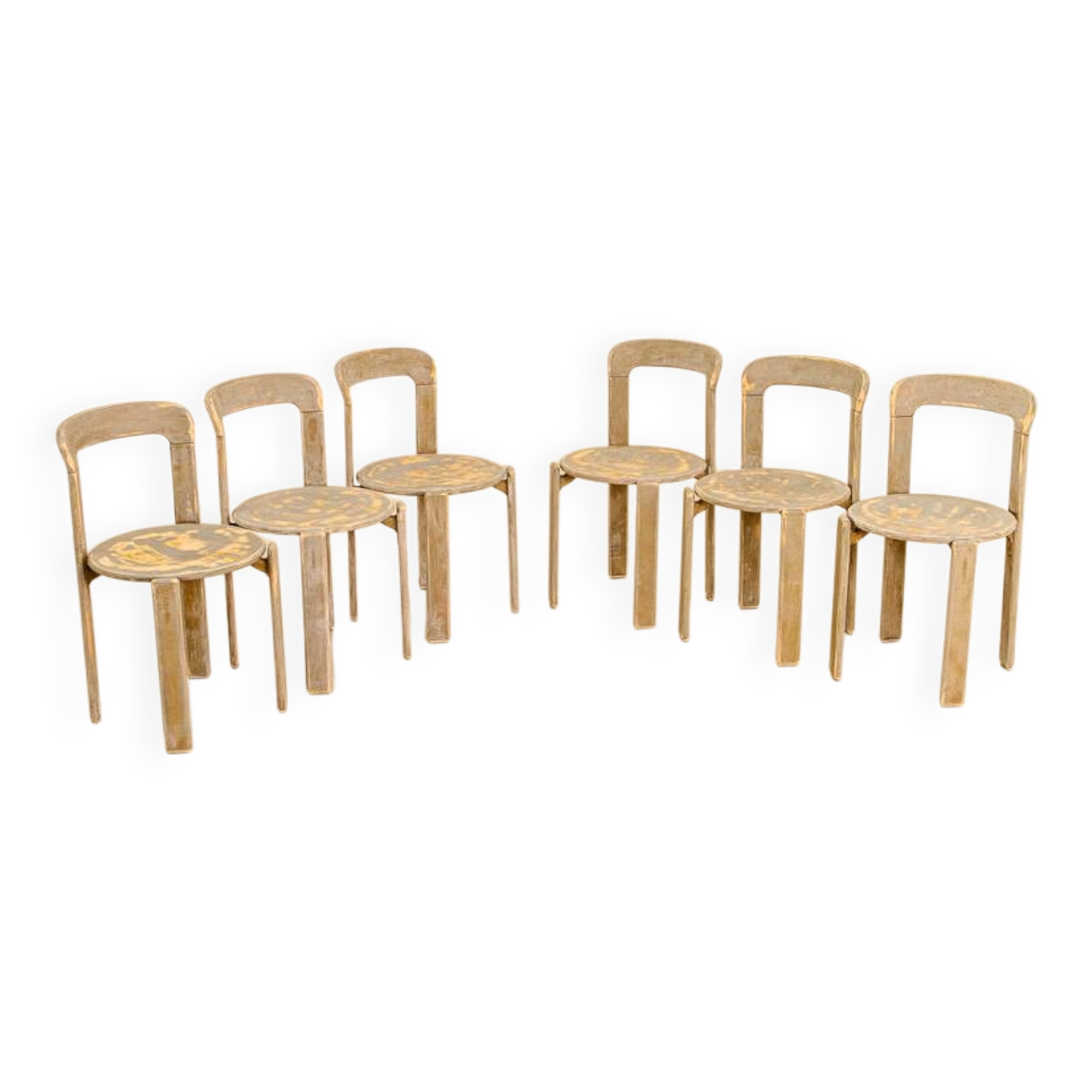 Set of 6 khaki chairs by Bruno Rey for Dietiker 70's
