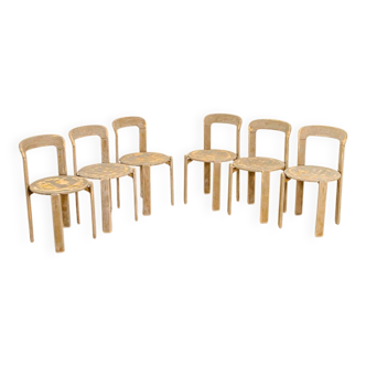 Set of 6 khaki chairs by Bruno Rey for Dietiker 70's