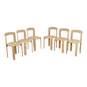 Set of 6 khaki chairs by Bruno Rey for Dietiker 70's