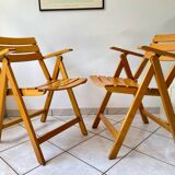 Pair of Clairitex France vintage garden armchairs from the 70s, solid wood