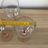 4 luminarc wine glasses with pink base