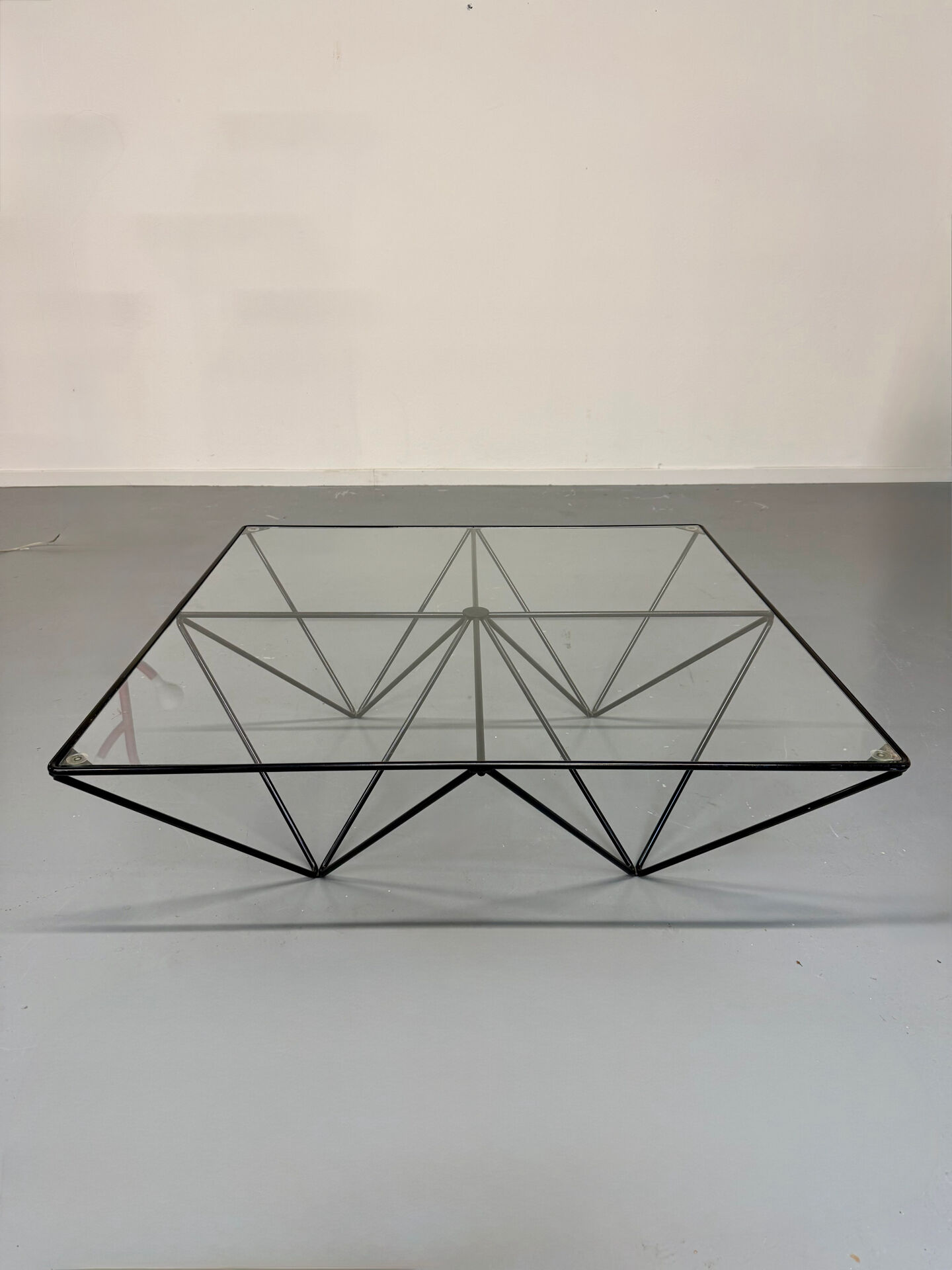 Vintage 1980s Italian architectural design metal coffee table.