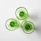 Set of 3 Vintage Limoncino Liqueur Glasses, Green Stem Shot Stemware / 1970