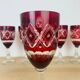 6 antique red Bohemian crystal wine glasses.