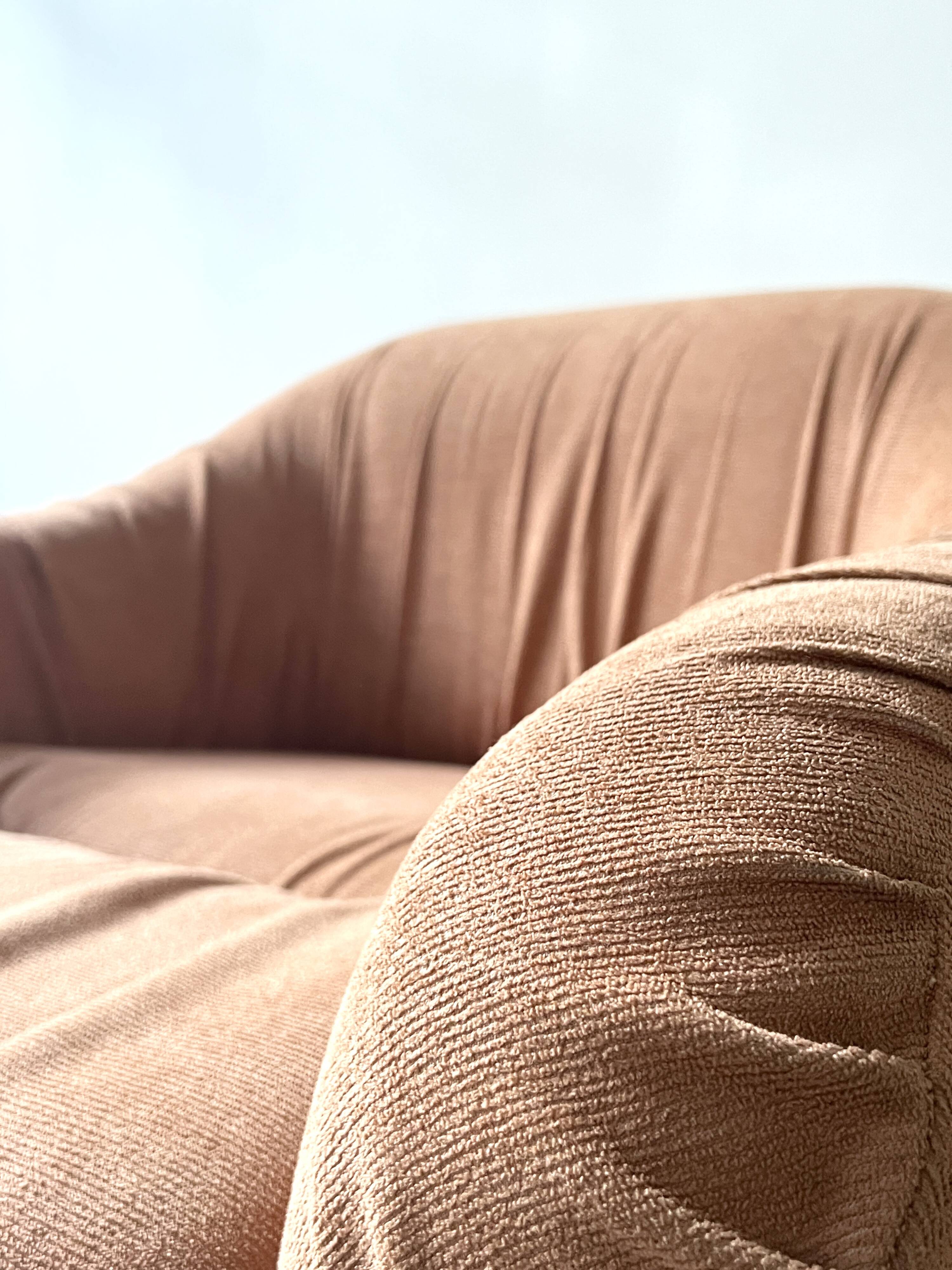 Club armchair in short terracotta velvet, Steiner Paris France 1970