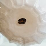 Lampe laiton col de cygne restaurer globe opaline rose