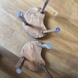 Pair of oak tripod stools