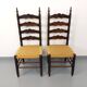 Paire de chaises vintage Arts & Crafts style Antonio Calligaris en bois de chêne et corde des années