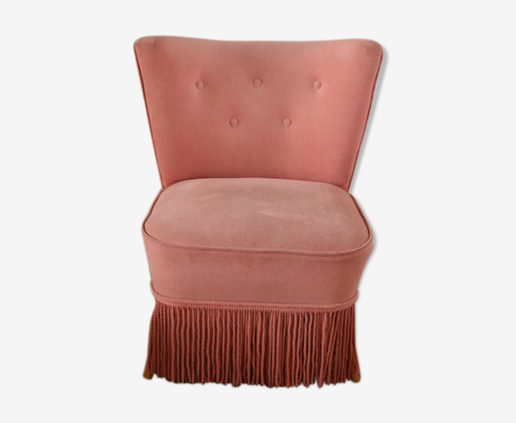 Fauteuil cocktail rose poudré à franges