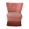 Powder pink cocktail armchair with fringes