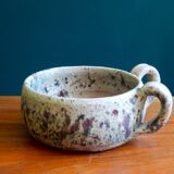 Rustic sandstone bowl with two handles