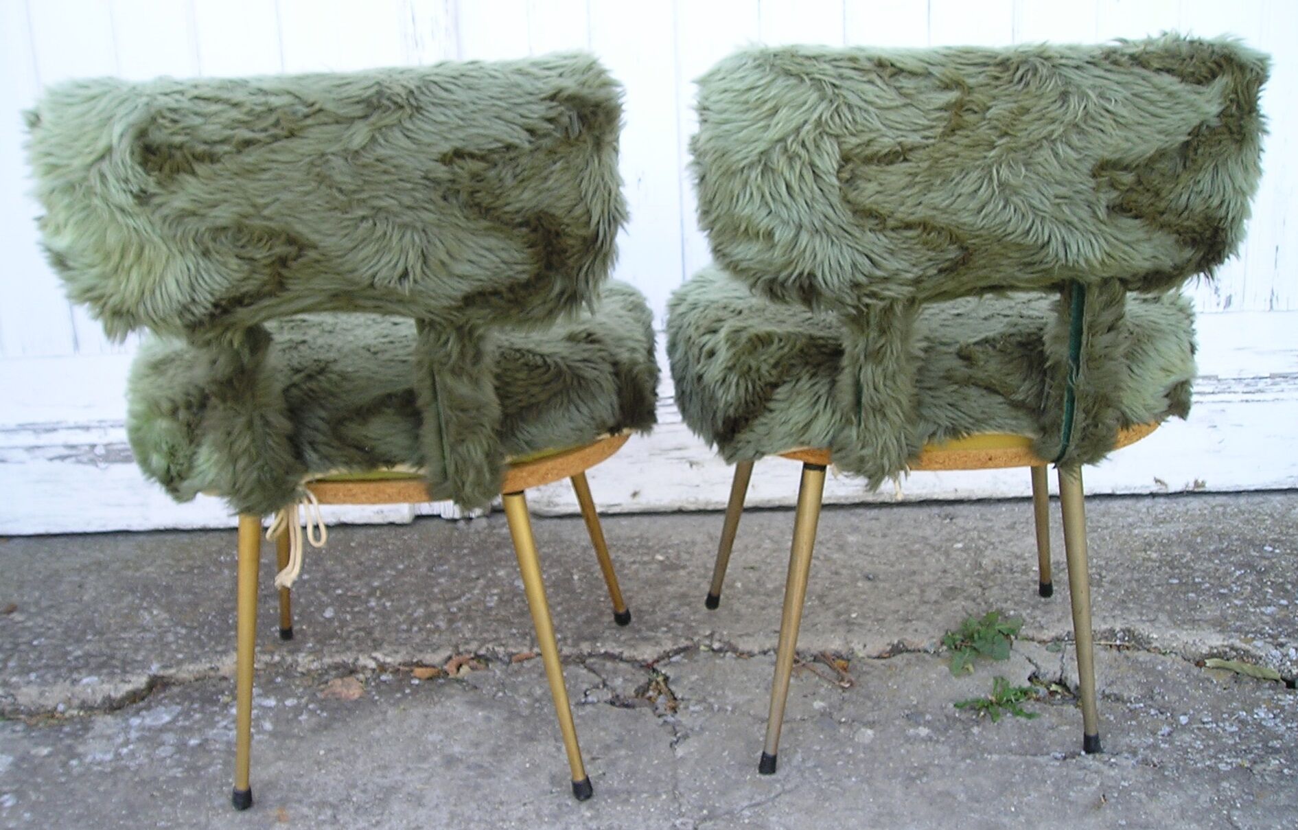 1970 green moumoute pelfran chair duo