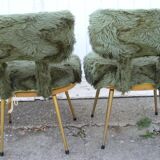 1970 green moumoute pelfran chair duo