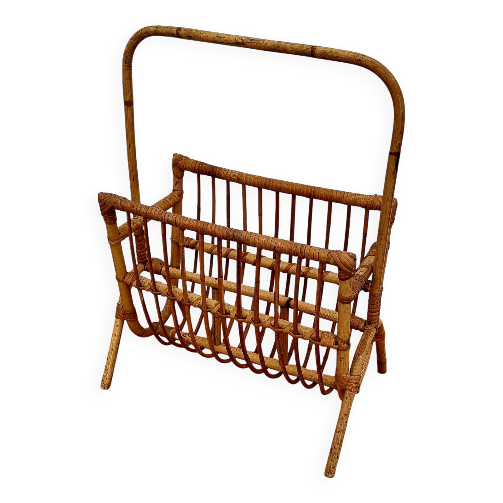 Vintage Rattan Magazine Rack
