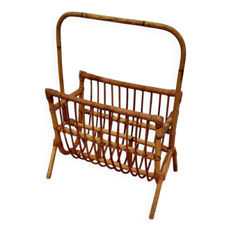 Porte-revues en rotin vintage