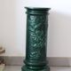 Pedestal column in green ceramic with flower and fruit decoration