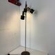 Lampadaire vintage moderniste marron et laiton à 3 spots, années 1960