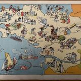Old illustrated map of Brittany - JP Pinchon