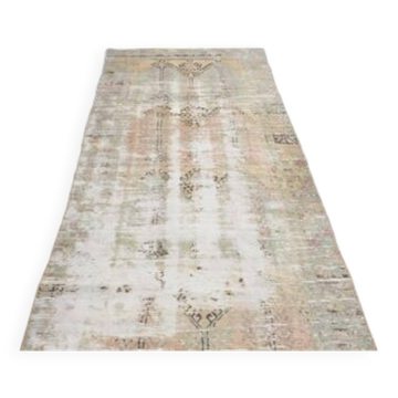 Tapis de couloir vintage beige doux et large 4x11, 116x334 cm