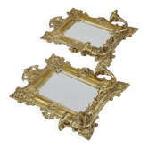 Antique Brass Sconces with Mirrors, Sweden