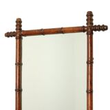 Antique Wooden Faux Bamboo Mirror Facet Cut France 58x78cm