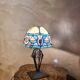 antique wrought iron lamp, 1900 to 1930 with stained glass lampshade soldered with lead